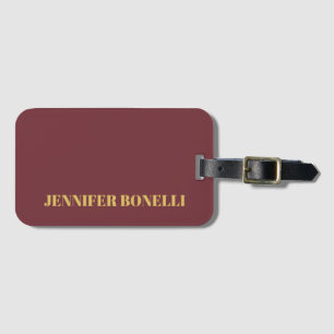 Wine & Gold Color Professional Trendy Modern Plain Luggage Tag