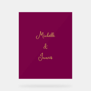 Wine & Gold Colors Professional Trendy Modern Acrylic Sign