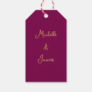 Wine & Gold Colors Professional Trendy Modern Gift Tags