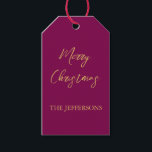 Wine & Gold Colours Merry Christmas Gift Tags<br><div class="desc">Represent yourself with this modern,  elegant design. This template can be customised to meet all professional occupations.</div>
