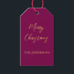Wine & Gold Colours Merry Christmas Gift Tags<br><div class="desc">Represent yourself with this modern,  elegant design. This template can be customised to meet all professional occupations.</div>