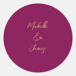 Wine & Gold Colours Professional Trendy Modern Classic Round Sticker