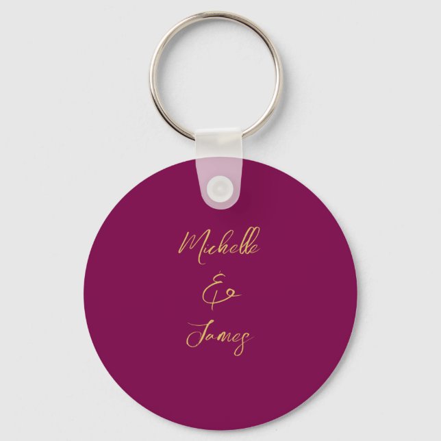 Wine & Gold Colours Professional Trendy Modern Key Ring (Front)