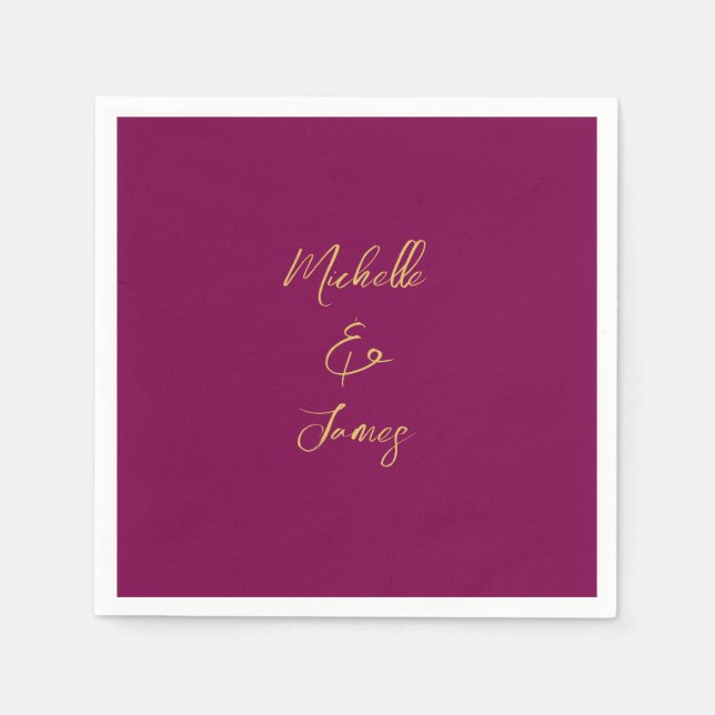 Wine & Gold Colours Professional Trendy Modern Napkin (Front)