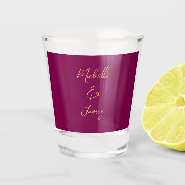 Wine & Gold Colours Professional Trendy Modern Shot Glass (Front)
