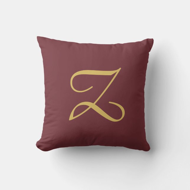 Wine Gold Monogram Professional Trendy Modern Cushion (Front)