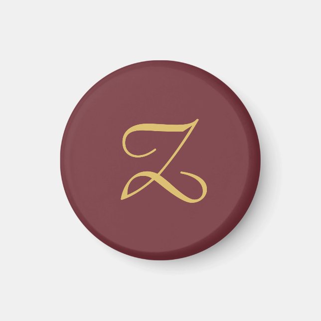 Wine Gold Monogram Professional Trendy Modern Magnet (Front)