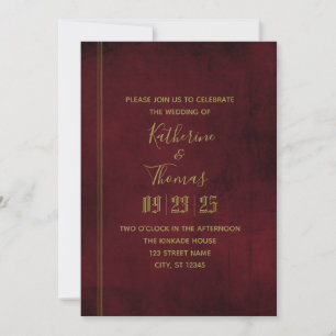 Wine & Gold Regal Wedding Invitation