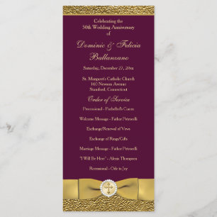 Wine Gold Wedding Anniversary Vow Renewal Program Programme