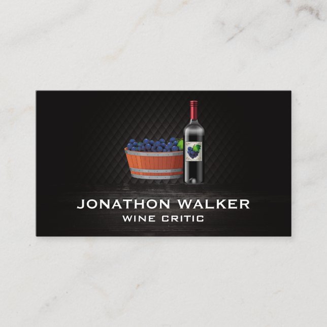 Wine Grapes and a Bottle of Wine Business Card (Front)