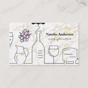 Wine Grapes and Containers Marble Business Card