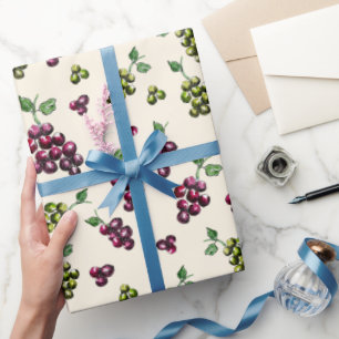 Wine Grapes Elegant Hand-Illustrated Watercolor Wrapping Paper