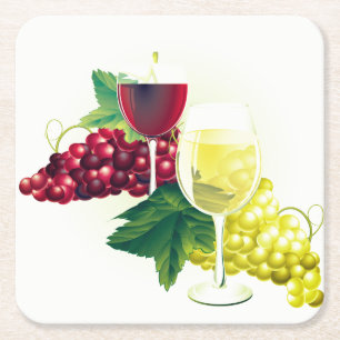 Wine & Grapes Paper Coasters