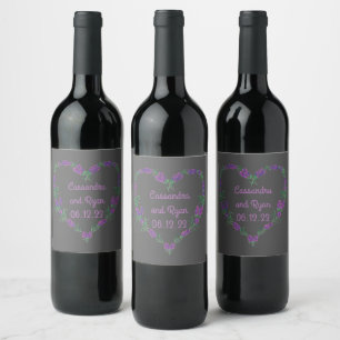 Wine Grapes Personalized Flowers Heart Purple Label