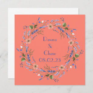 Wine Grapes Personalized Flowers Pink Orange Invitation