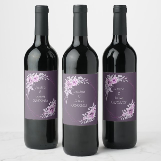 Wine Grapes Personalized Flowers Purple Label (Bottles)