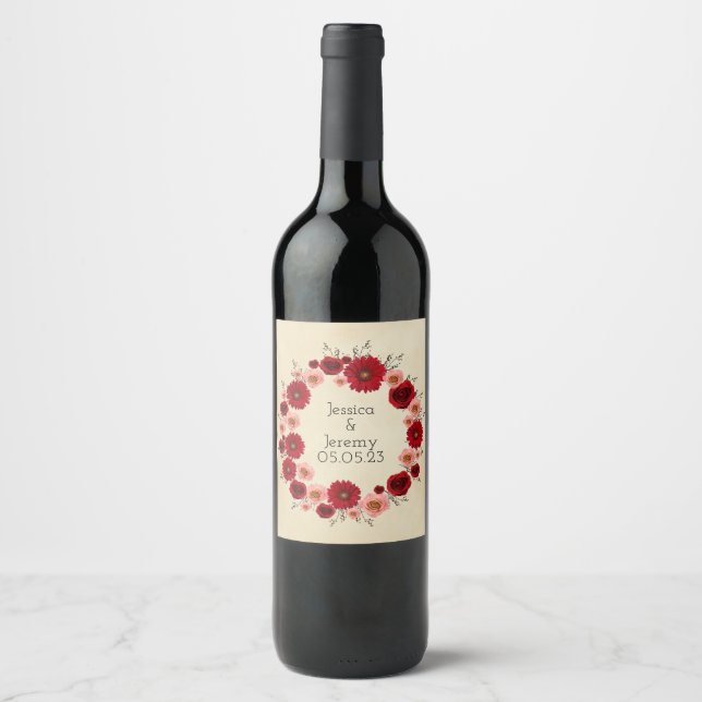 Wine Grapes Personalized Flowers Red White Label (Front)