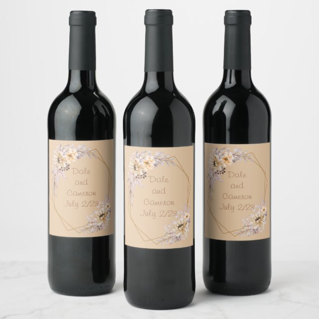 Wine Grapes Personalized Flowers Red White Label (Bottles)