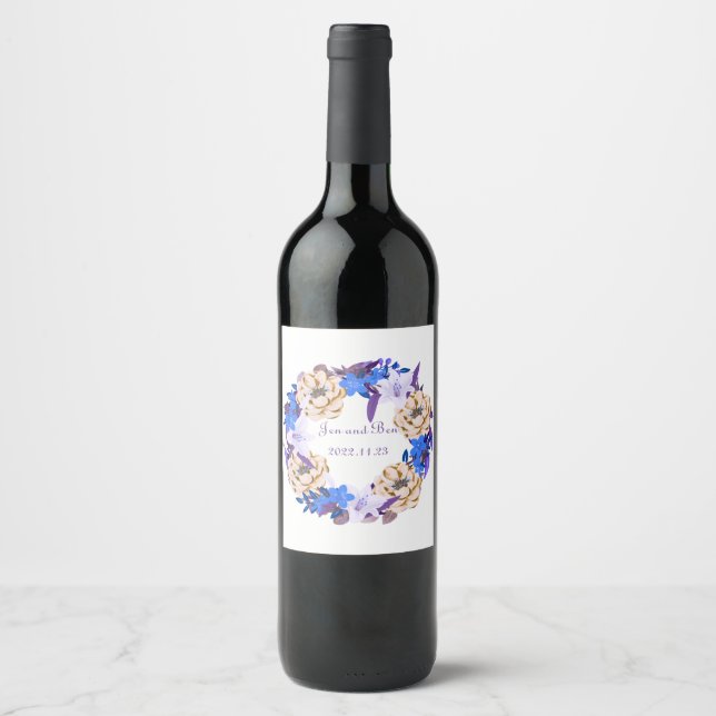 Wine Grapes Personalized Flowers Red White Label (Front)