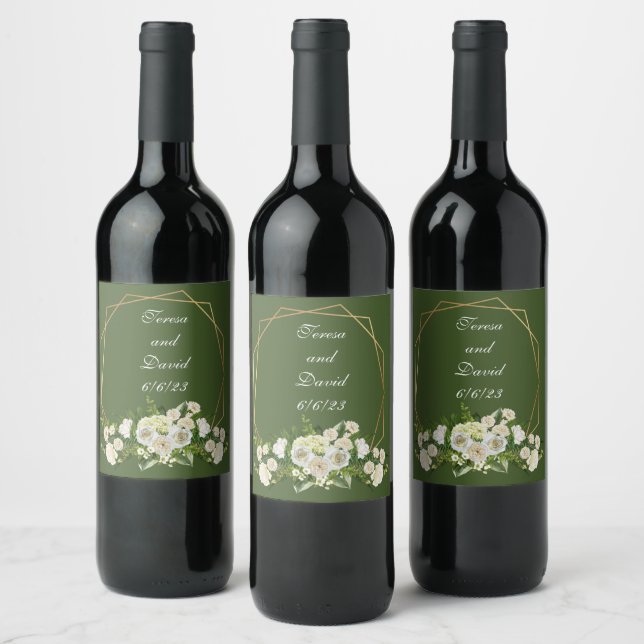 Wine Grapes Personalized Flowers Red White Label (Bottles)