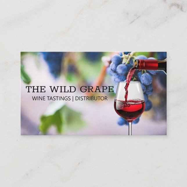 Wine Grapes | Red Wine Pour Business Card (Front)
