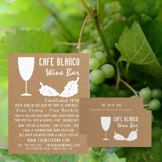 Wine & Grapes, Rustic Wine Bar/Winery Advertising Flyer (Creator Uploaded)