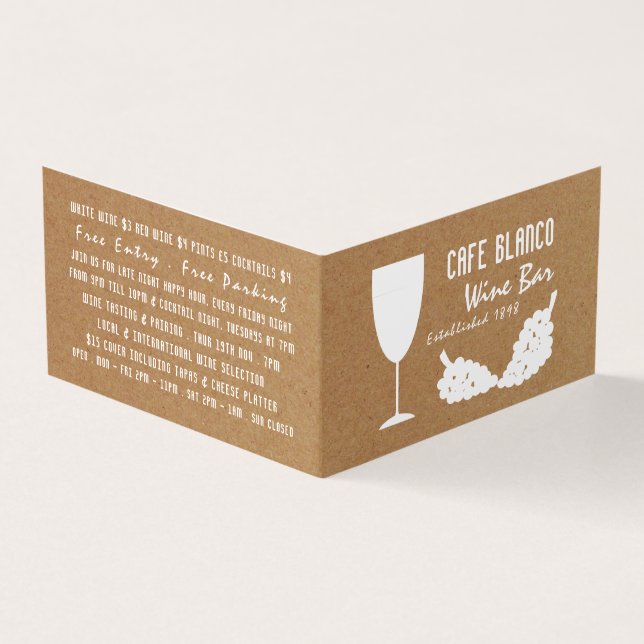 Wine & Grapes, Rustic Wine Bar/Winery, Detailed Business Card (Outside)
