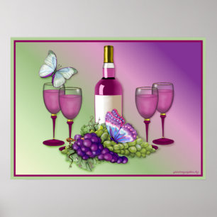 Wine & Grapes Toast 2 Poster