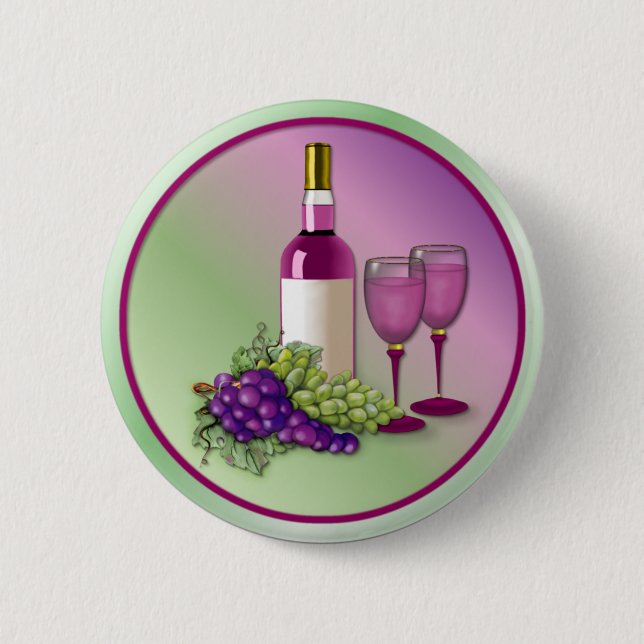 Wine & Grapes Toast 6 Cm Round Badge (Front)