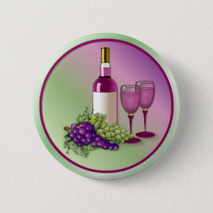 Wine & Grapes Toast 6 Cm Round Badge