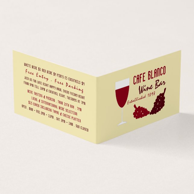 Wine & Grapes, Wine Bar/Winery, Detailed Business Card (Outside)