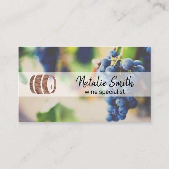 Wine Grapes | Wine Barrel Business Card (Front)