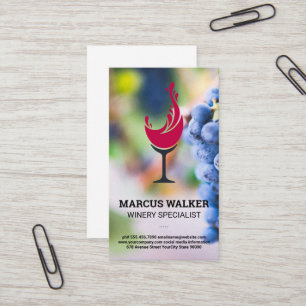 Wine Grapes Wine Glass Splash Business Card