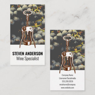 Wine Grapes Wine Opener Business Card