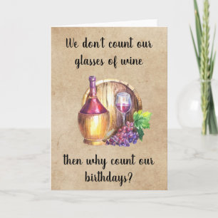 Wine Happy Birthday Funny Humour Card