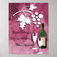 Wine Humor Purple White Art Print Poster