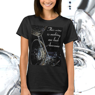 Wine Humour Toppled Wine Goblets Flirty Fun T-Shirt