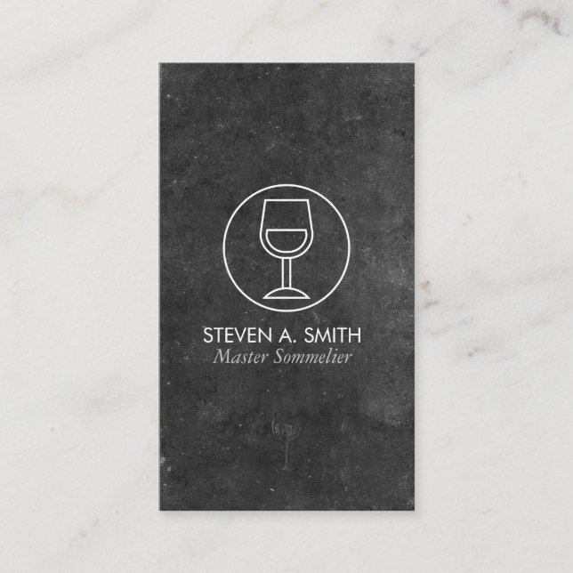 Wine Icon and Slate Business Card (Front)