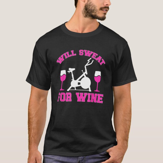 Wine Indoor Cycling Spinning Spin Class Workout T-Shirt (Front)