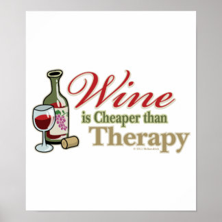 Wine Is Cheaper Than Therapy Poster