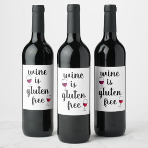 Wine is Gluten Free Funny Label