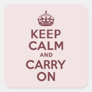 Wine Keep Calm and Carry On Square Sticker