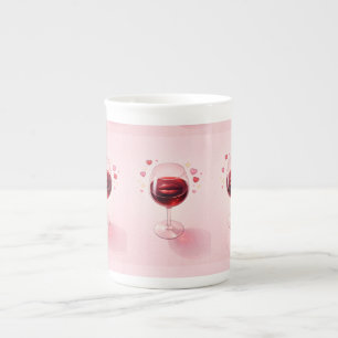 Wine Kiss  -  Romantic Red Wine Mug with Hearts