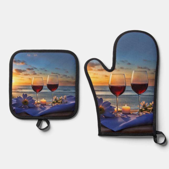 Wine Kitchen  Oven Mitt & Pot Holder Set (Front)