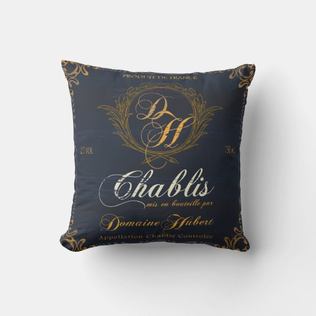 Wine Label Art ,Wine Chateaux II Pillow (Front)