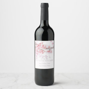 WINE LABEL :  CHERRY BLOSSOM : CUSTOMISABLE TEXT