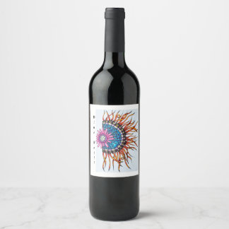 Wine label flower,sun