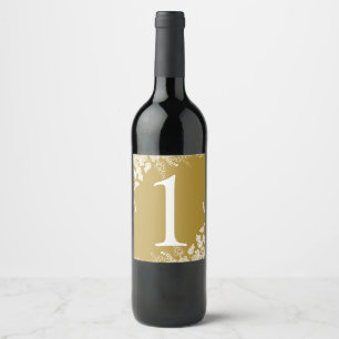 Wine Label Table Number Vineyard (Flat Gold)