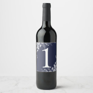 Wine Label Table Number Vineyard (Navy Blue)