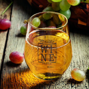 Wine Lover Custom Name  Stemless Wine Glass
